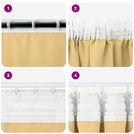 Mørklægningsgardiner med ringe 2 pcs Beige 260 x 140 cm