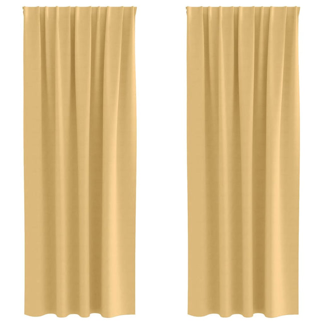 Mørklægningsgardiner med ringe 2 pcs Beige 260 x 140 cm