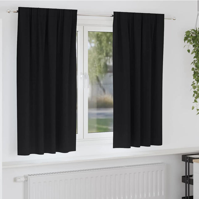 Mørklægningsgardiner med ringe 2 pcs Sort 175 x 140 cm