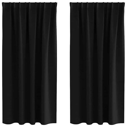 Mørklægningsgardiner med ringe 2 pcs Sort 175 x 140 cm