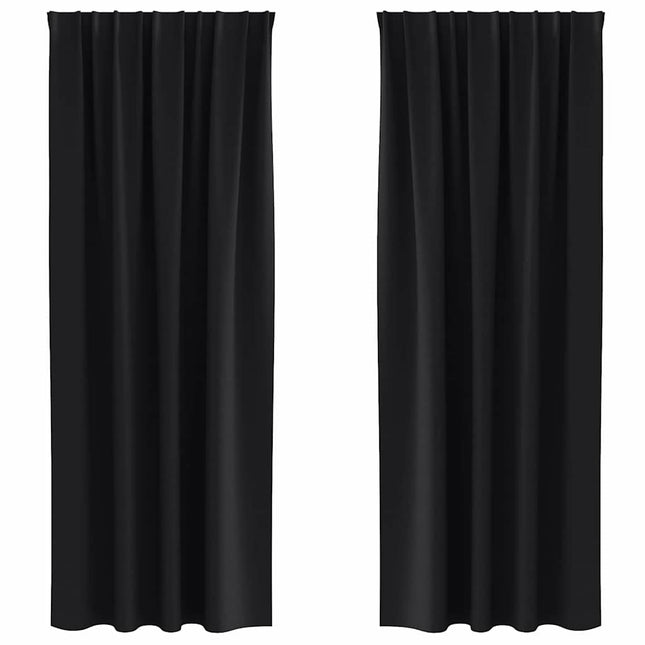Mørklægningsgardiner med ringe 2 pcs Sort 225 x 140 cm