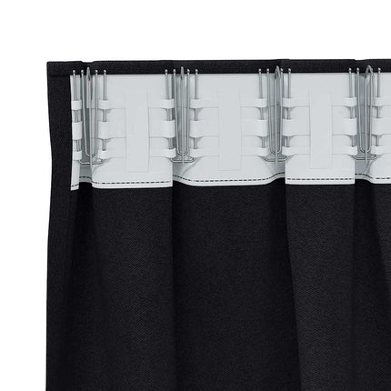 Mørklægningsgardiner med ringe 2 pcs Sort 245 x 140 cm
