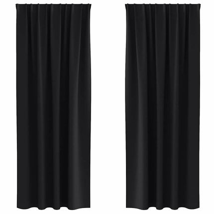Mørklægningsgardiner med ringe 2 pcs Sort 245 x 140 cm