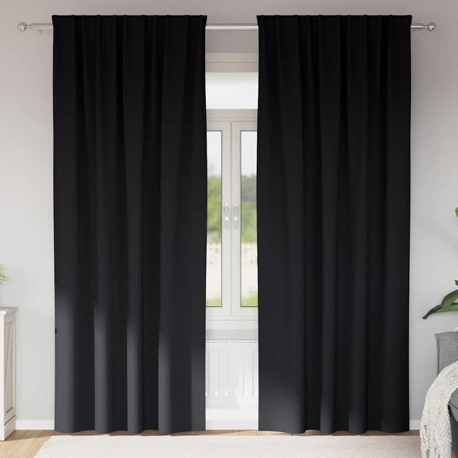 Mørklægningsgardiner med ringe 2 pcs Sort 260 x 140 cm