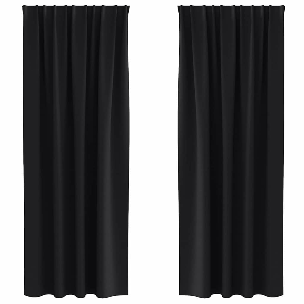 Mørklægningsgardiner med ringe 2 pcs Sort 260 x 140 cm