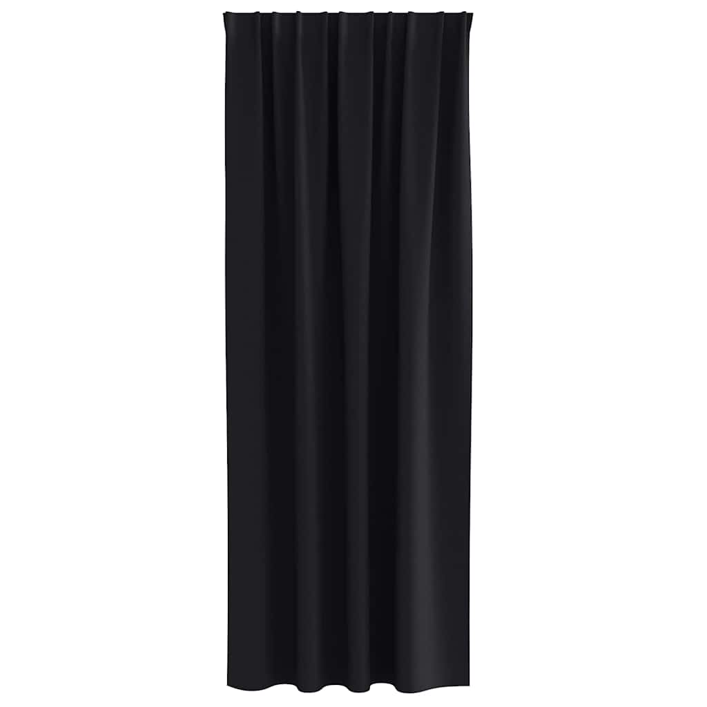 Mørklægningsgardiner med ringe 2 pcs Sort 260 x 140 cm