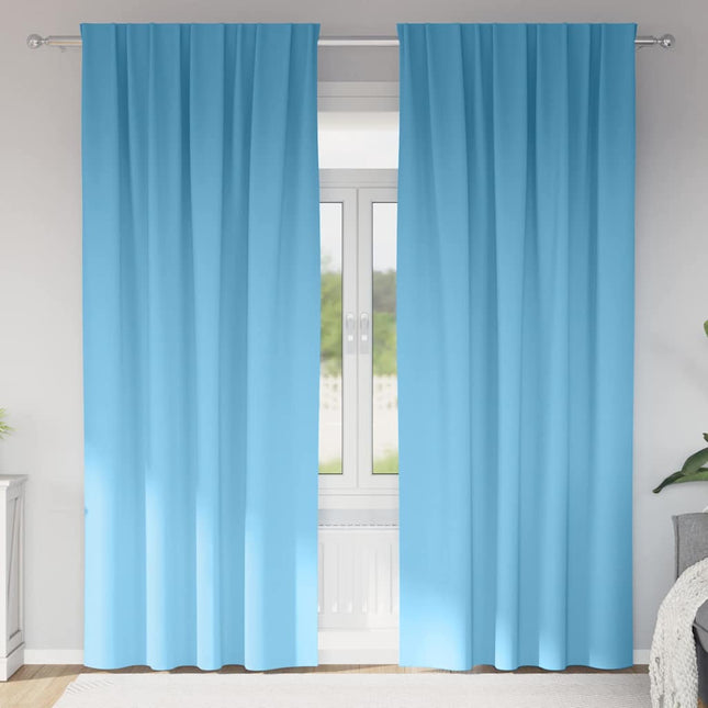 Mørklægningsgardiner med ringe 2 pcs Lys blå 225 x 140 cm
