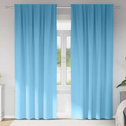 Mørklægningsgardiner med ringe 2 pcs Lys blå 245 x 140 cm