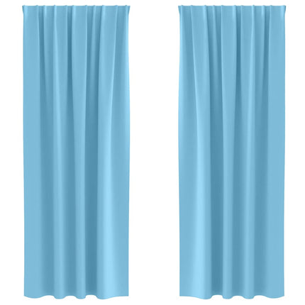 Mørklægningsgardiner med ringe 2 stk. Lyseblå 245 x 140 cm