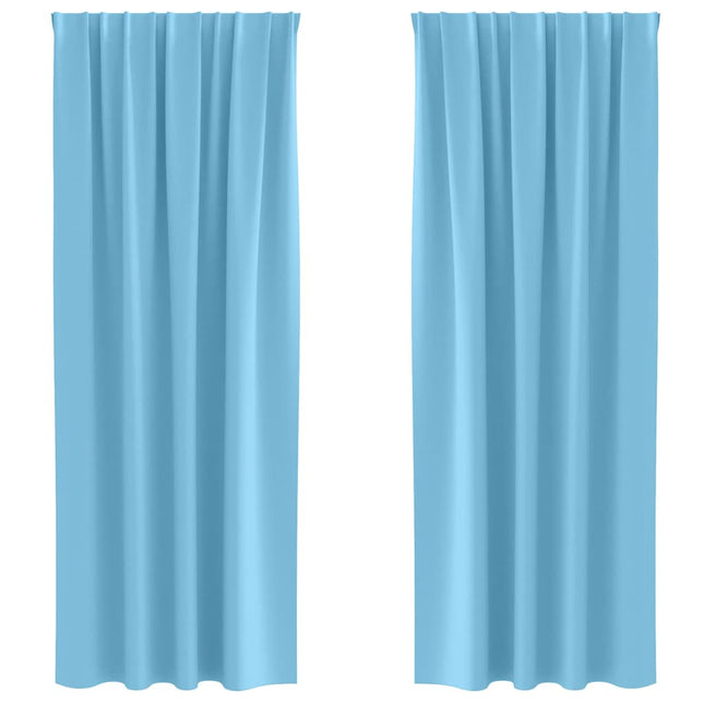 Mørklægningsgardiner med ringe 2 pcs Lys blå 245 x 140 cm