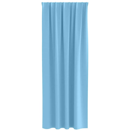 Mørklægningsgardiner med ringe 2 stk. Lyseblå 245 x 140 cm
