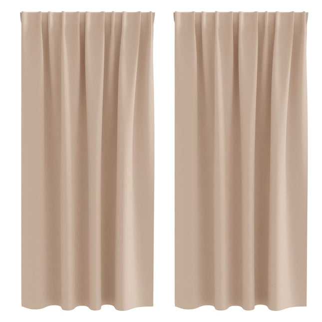 Mørklægningsgardiner med ringe 2 pcs Gråbrun 175 x 140 cm