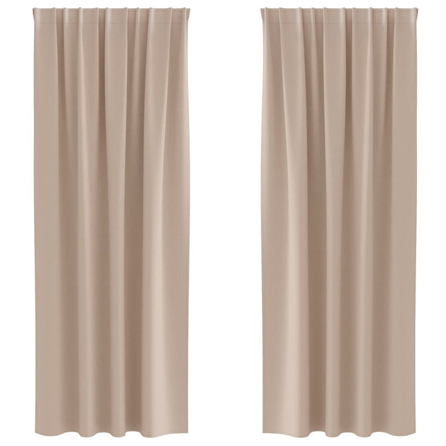 Mørklægningsgardiner med ringe 2 pcs Gråbrun 225 x 140 cm