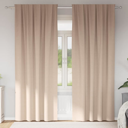 Mørklægningsgardiner med ringe 2 pcs Gråbrun 245 x 140 cm