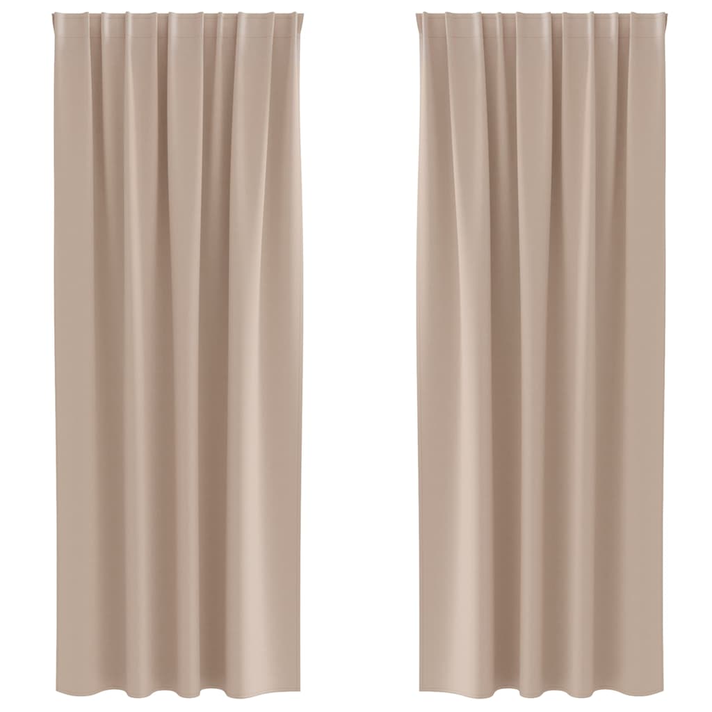 Mørklægningsgardiner med ringe 2 pcs Gråbrun 260 x 140 cm