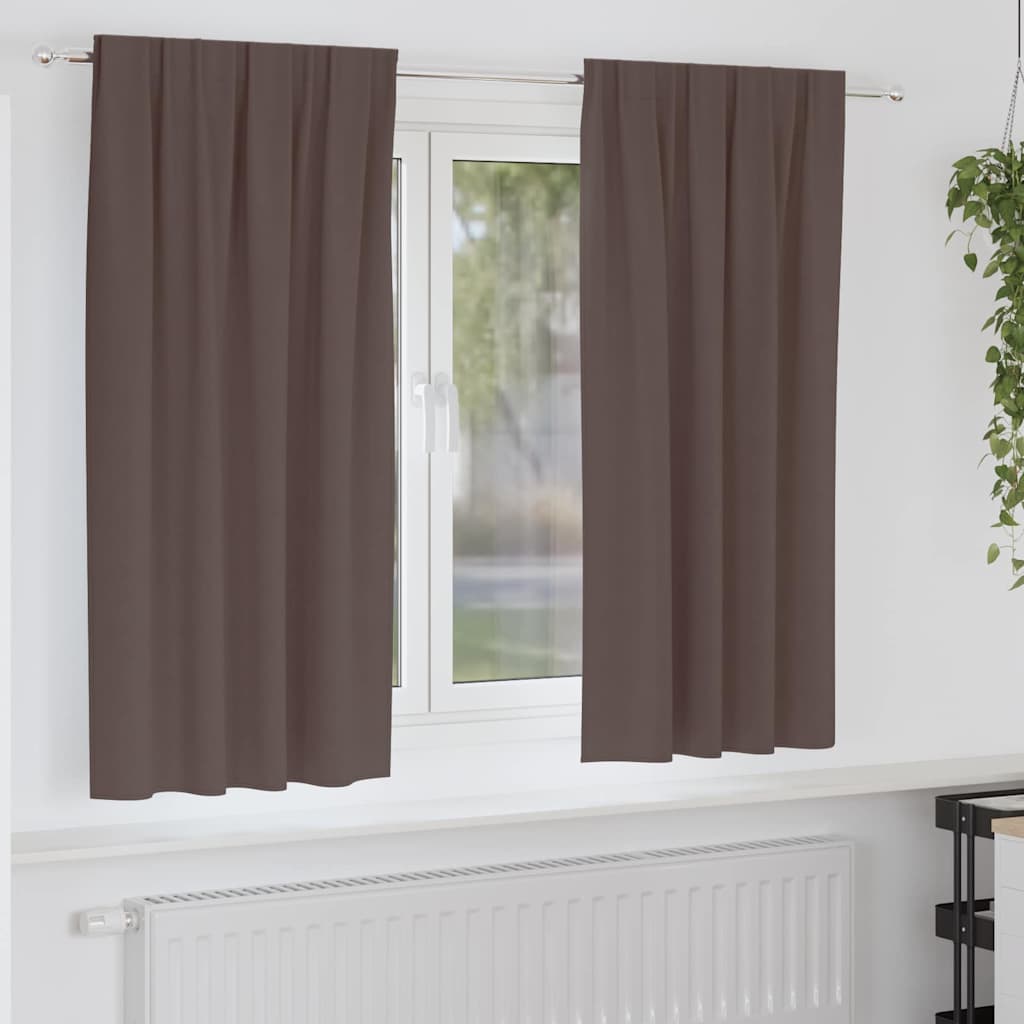 Mørklægningsgardiner med ringe 2 pcs Mørk Brun 175 x 140 cm