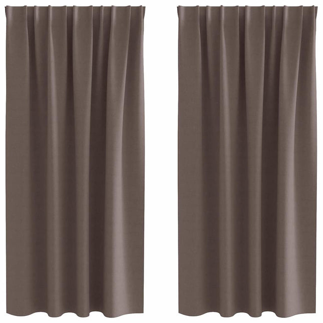 Mørklægningsgardiner med ringe 2 pcs Mørk Brun 175 x 140 cm