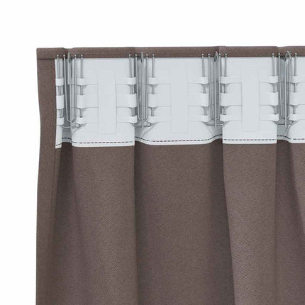 Mørklægningsgardiner med ringe 2 stk. Mørk Brun 225 x 140 cm