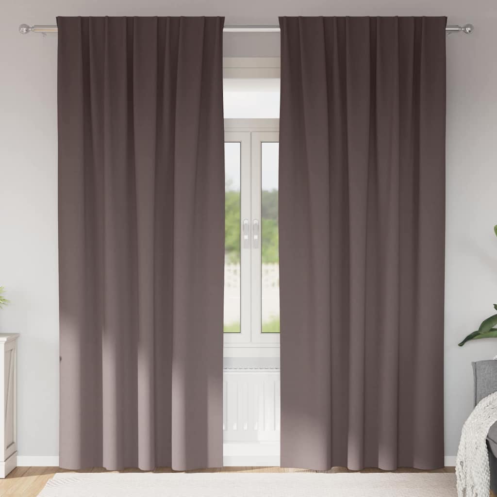 Mørklægningsgardiner med ringe 2 pcs Mørk Brun 225 x 140 cm