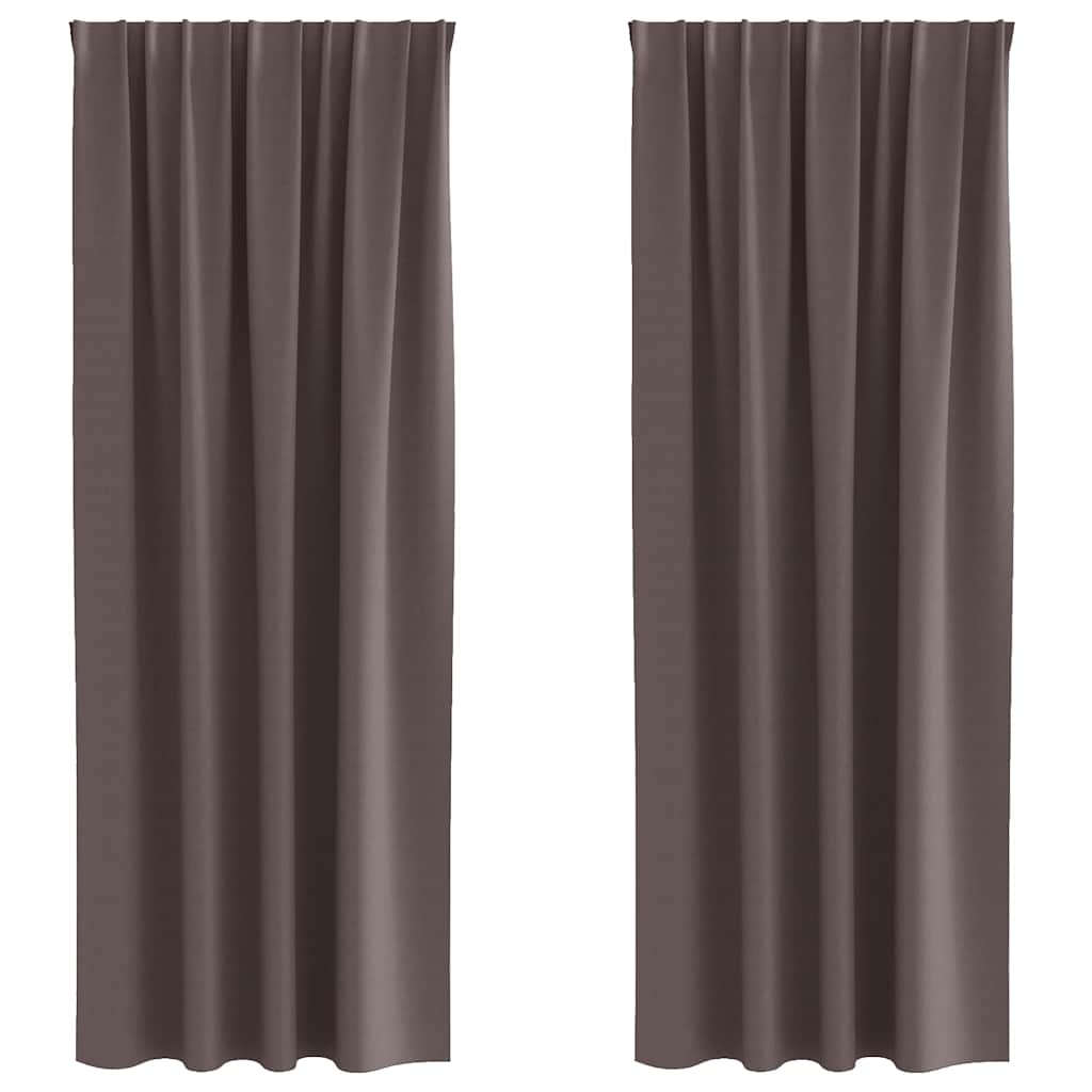 Mørklægningsgardiner med ringe 2 pcs Mørk Brun 225 x 140 cm