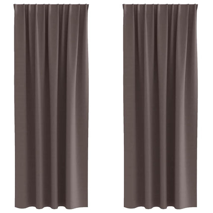 Mørklægningsgardiner med ringe 2 stk. Mørk Brun 245 x 140 cm