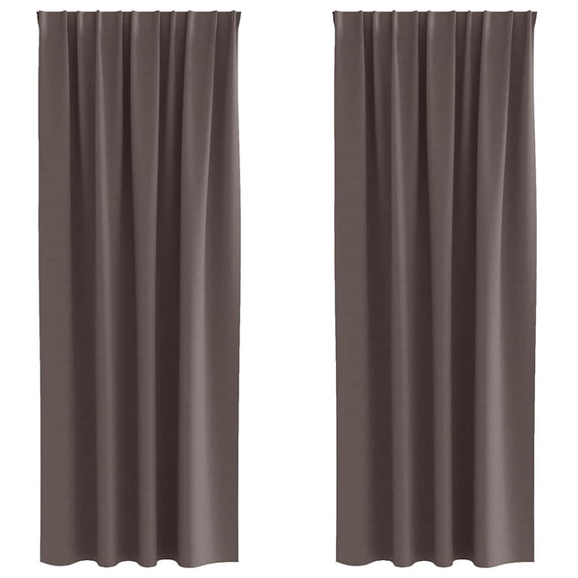 Mørklægningsgardiner med ringe 2 pcs Mørk Brun 245 x 140 cm