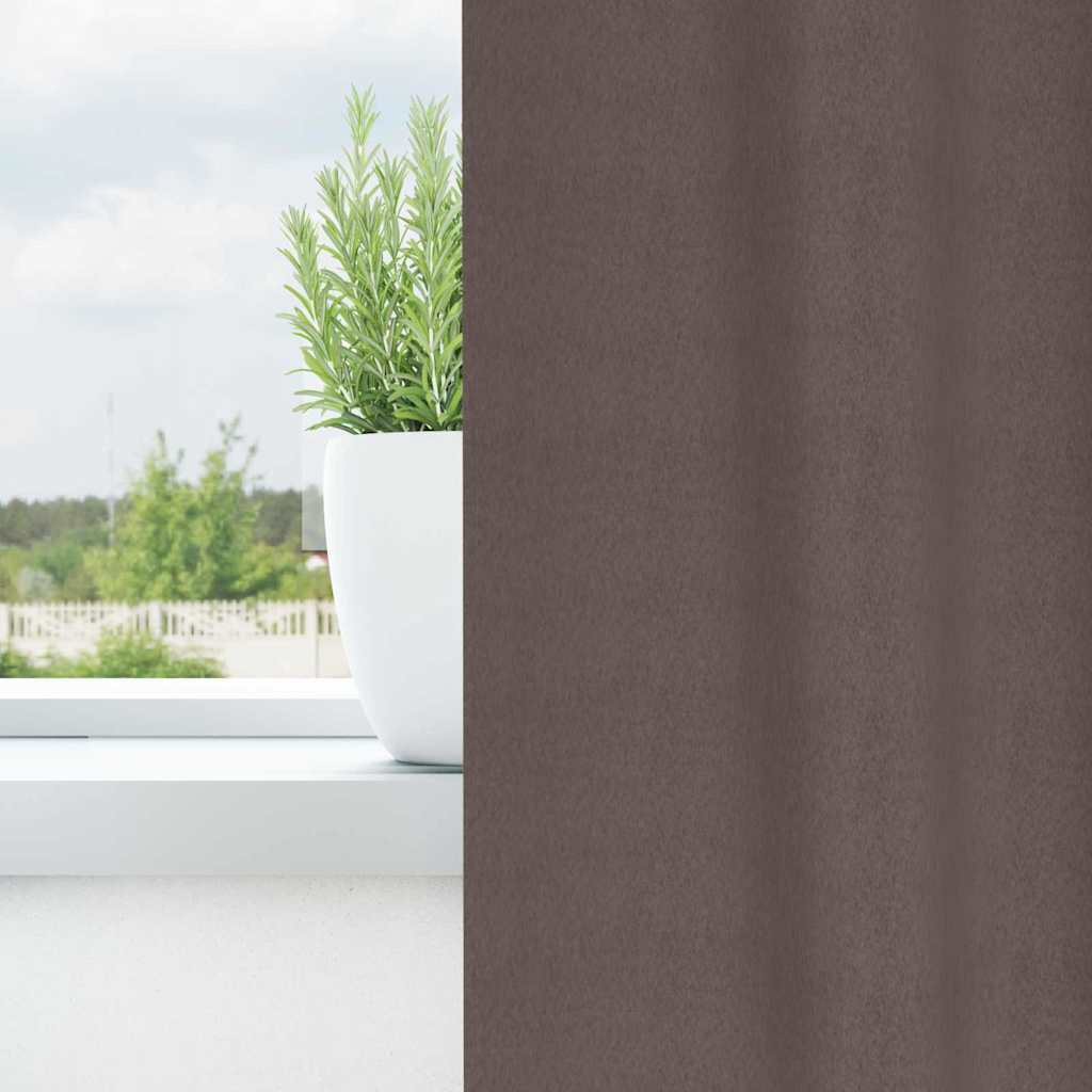 Mørklægningsgardiner med ringe 2 pcs Mørk Brun 260 x 140 cm