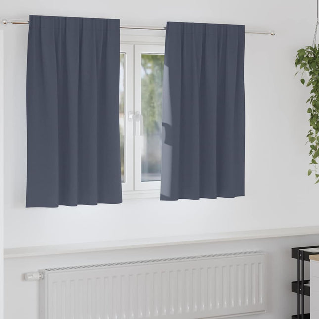 Mørklægningsgardiner med ringe 2 pcs Antracit 140 x 140 cm