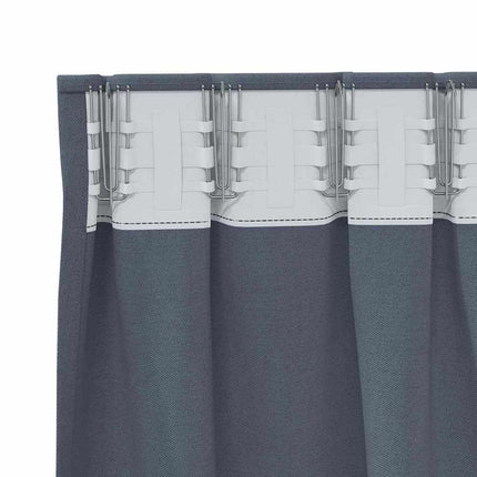 Mørklægningsgardiner med ringe 2 stk. Antracit 175 x 140 cm