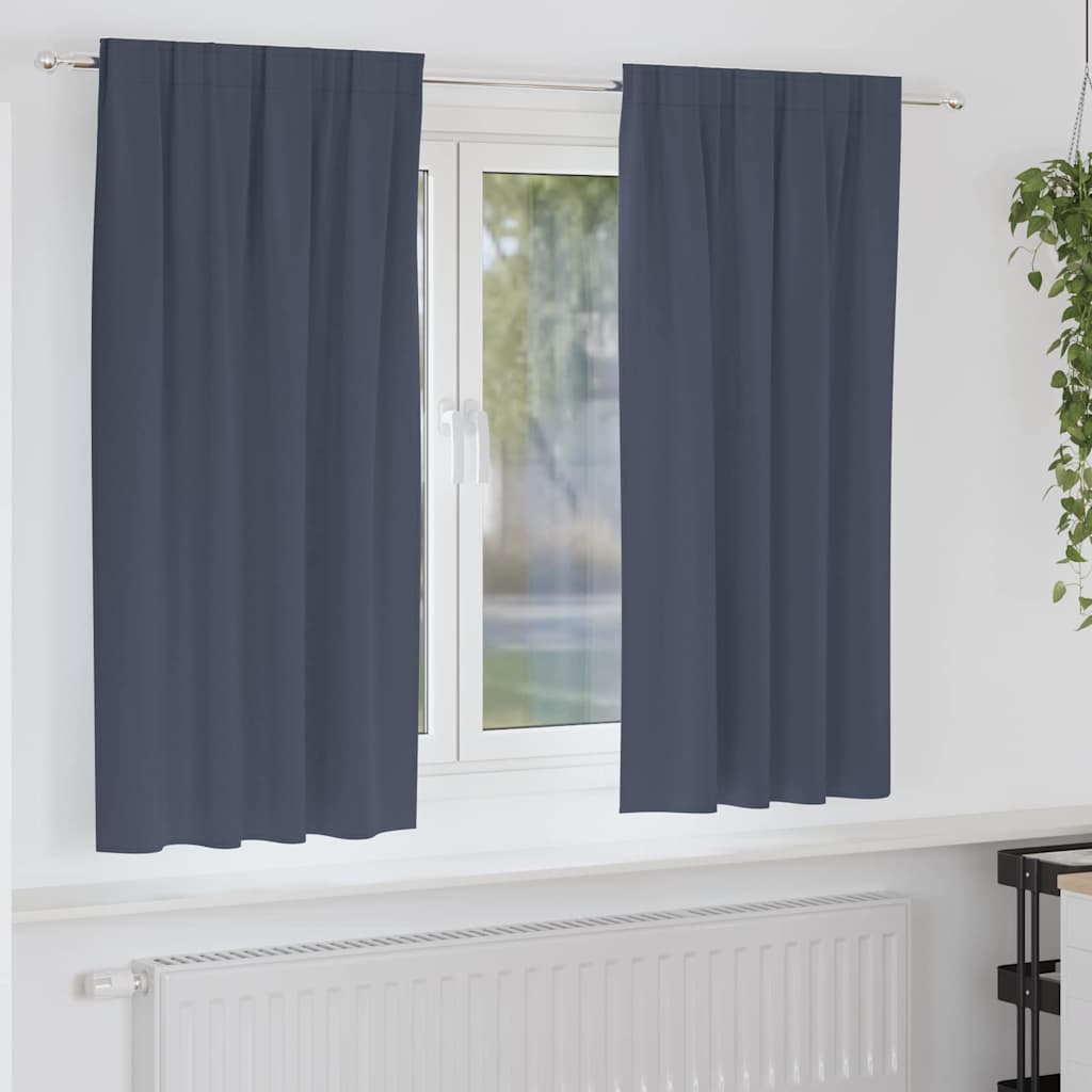 Mørklægningsgardiner med ringe 2 pcs Antracit 175 x 140 cm