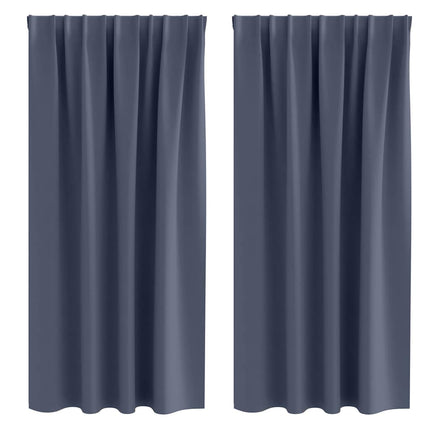 Mørklægningsgardiner med ringe 2 stk. Antracit 175 x 140 cm