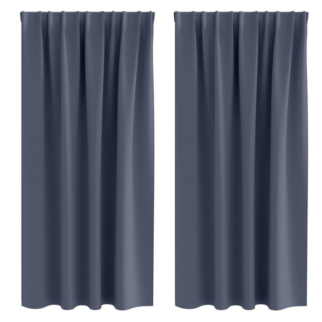 Mørklægningsgardiner med ringe 2 pcs Antracit 175 x 140 cm