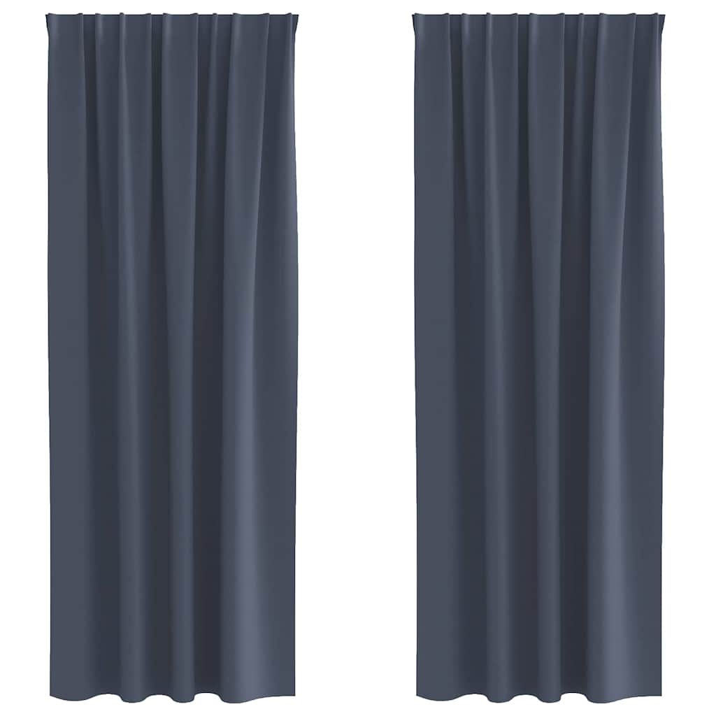 Mørklægningsgardiner med ringe 2 pcs Antracit 225 x 140 cm