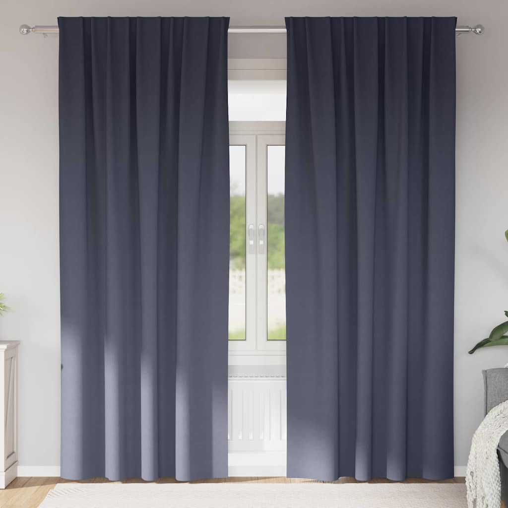 Mørklægningsgardiner med ringe 2 pcs Antracit 245 x 140 cm