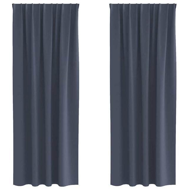 Mørklægningsgardiner med ringe 2 pcs Antracit 260 x 140 cm