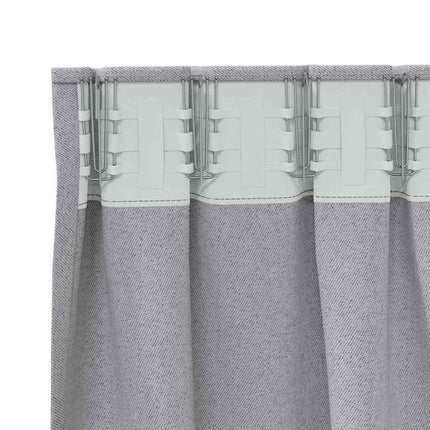 Mørklægningsgardiner med ringe 2 stk. Lysegrå 245 x 140 cm
