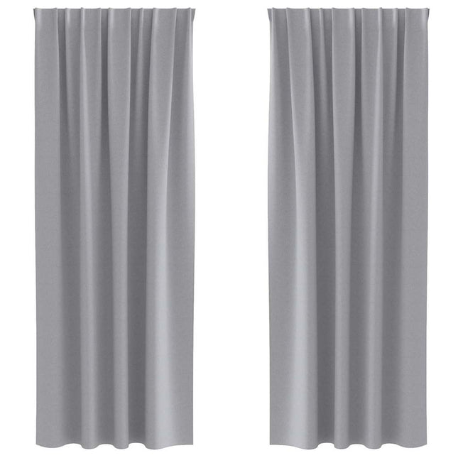 Mørklægningsgardiner med ringe 2 pcs Lysegrå 245 x 140 cm