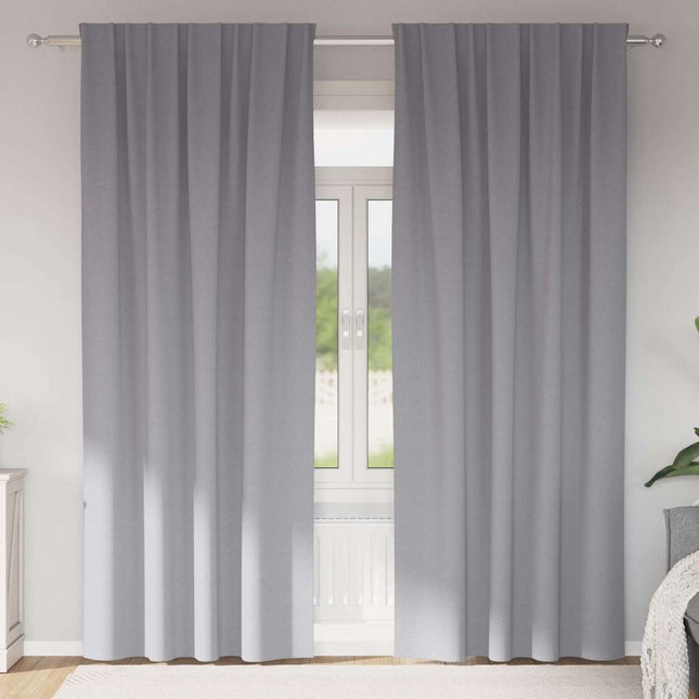 Mørklægningsgardiner med ringe 2 pcs Lysegrå 260 x 140 cm