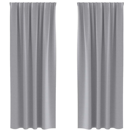 Mørklægningsgardiner med ringe 2 stk. Lysegrå 260 x 140 cm