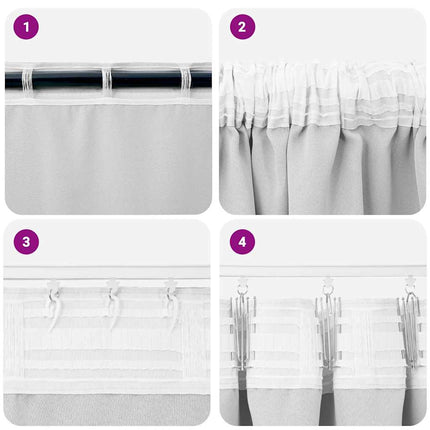 Mørklægningsgardiner med ringe 2 pcs Bleg Grå 260 x 140 cm