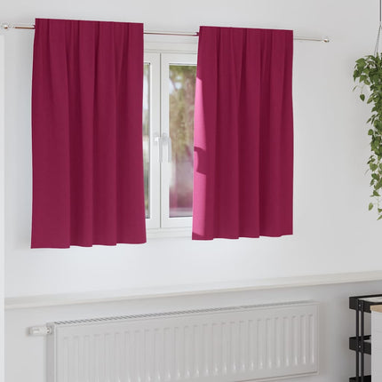 Mørklægningsgardiner med ringe 2 stk. Vinrød 140 x 140 cm
