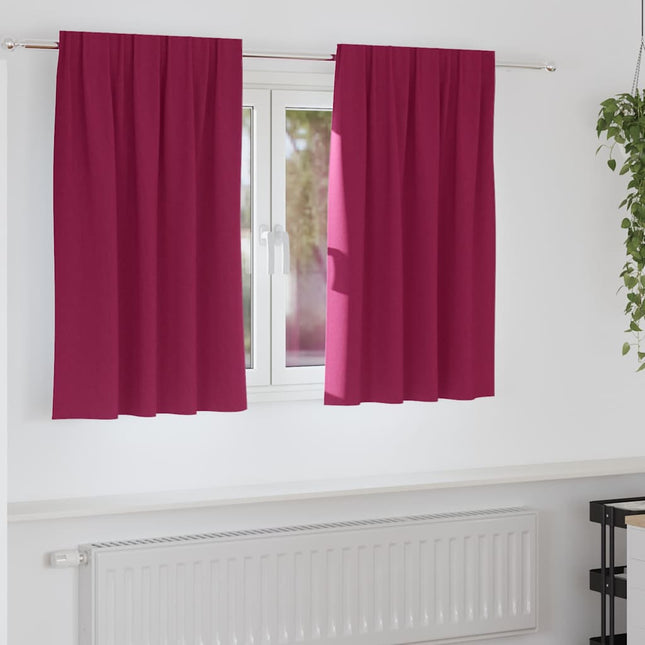 Mørklægningsgardiner med ringe 2 stk. Vinrød 140 x 140 cm