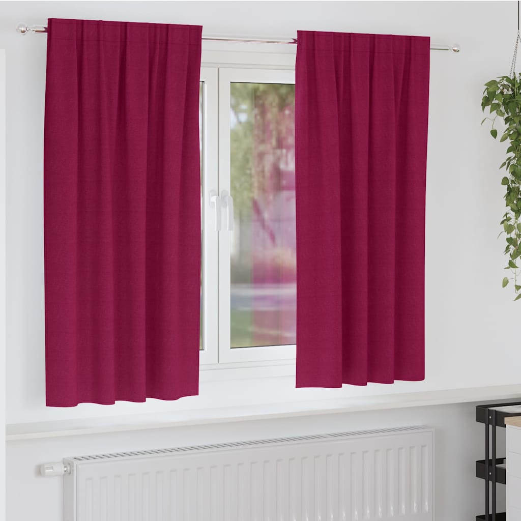 Mørklægningsgardiner med ringe 2 pcs Vinrød 175 x 140 cm