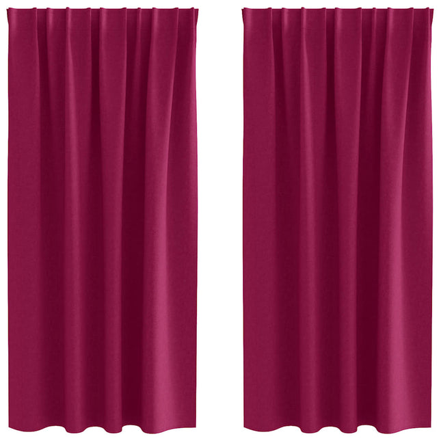 Mørklægningsgardiner med ringe 2 pcs Vinrød 175 x 140 cm