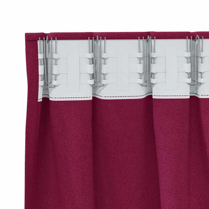 Mørklægningsgardiner med ringe 2 stk. Vinrød 245 x 140 cm