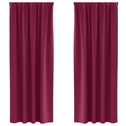 Mørklægningsgardiner med ringe 2 stk. Vinrød 245 x 140 cm