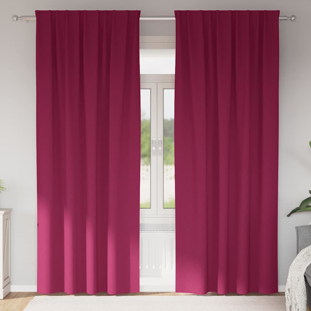 Mørklægningsgardiner med ringe 2 pcs Vinrød 260 x 140 cm