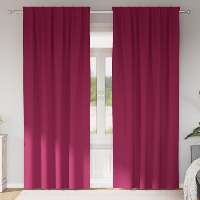 Mørklægningsgardiner med ringe 2 pcs Vinrød 260 x 140 cm