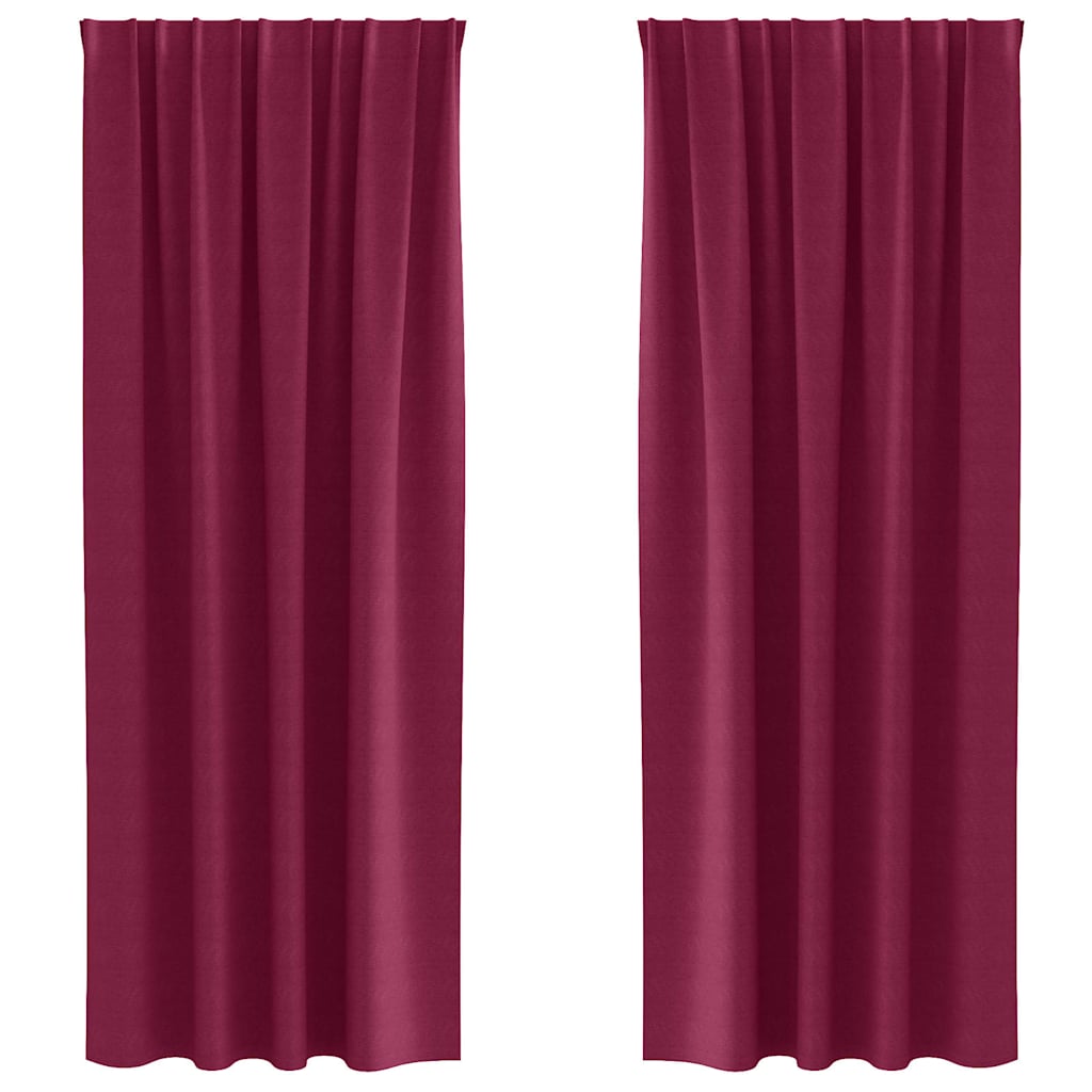 Mørklægningsgardiner med ringe 2 pcs Vinrød 260 x 140 cm