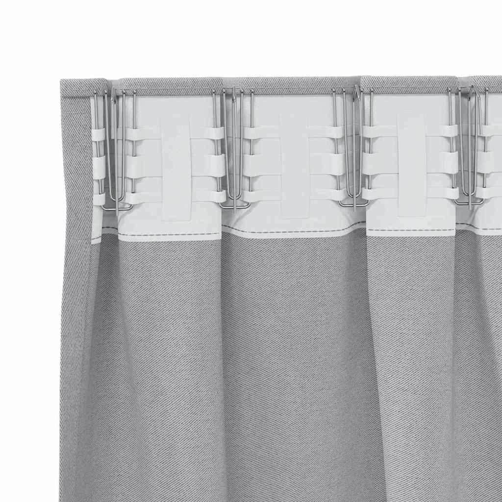 Mørklægningsgardiner med ringe 2 pcs Metal Grå 175 x 140 cm
